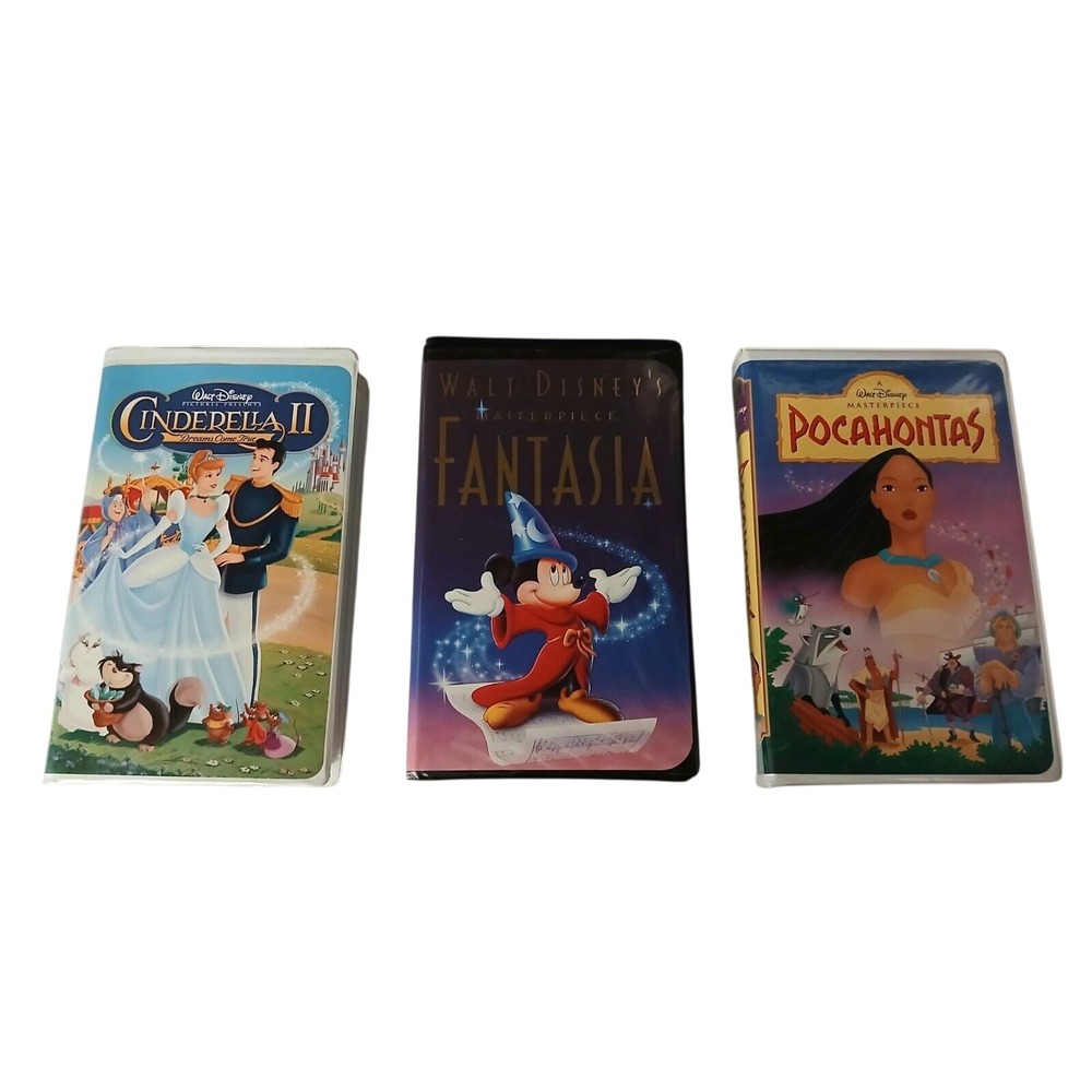 VHS Bundle(3) Classic Movies -Fantasia (1991)-Pocahontas-Cinderella II#VHS3